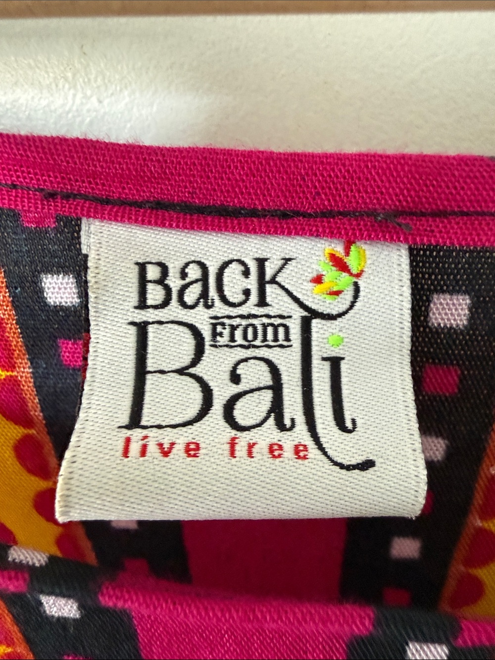 Boho Black Dashiki Tunic with Pink & Yellow Print - Picture 2 of 4